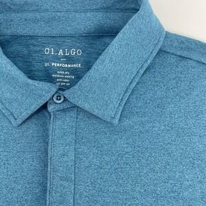 01.ALGO Performance Polo Shirt Men 2XL Blue Short Sleeve Moisture Wicking Golf